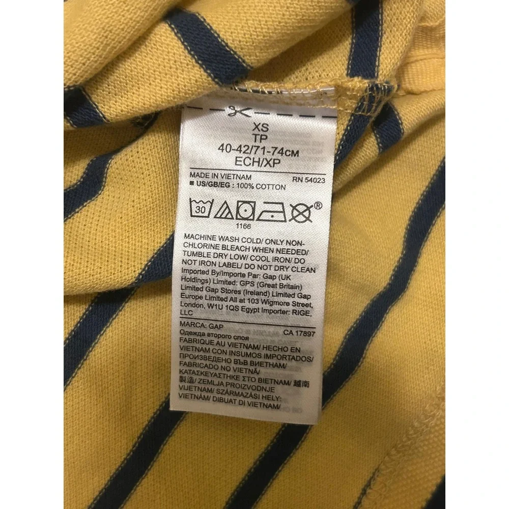 GAP Kids Boys Yellow Navy Striped Short Sleeve‎ Polo Shirt Size XS